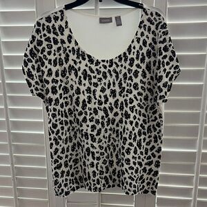 Chico's Monochrome Animal Print Short Sleeve Tee